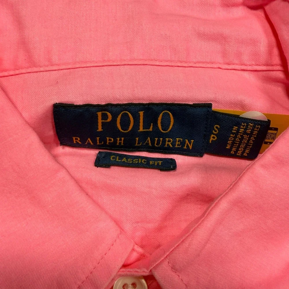Polo Ralph Lauren Button Down Shirt Mens Small Pink Short Sleeve Classic Fit NWT